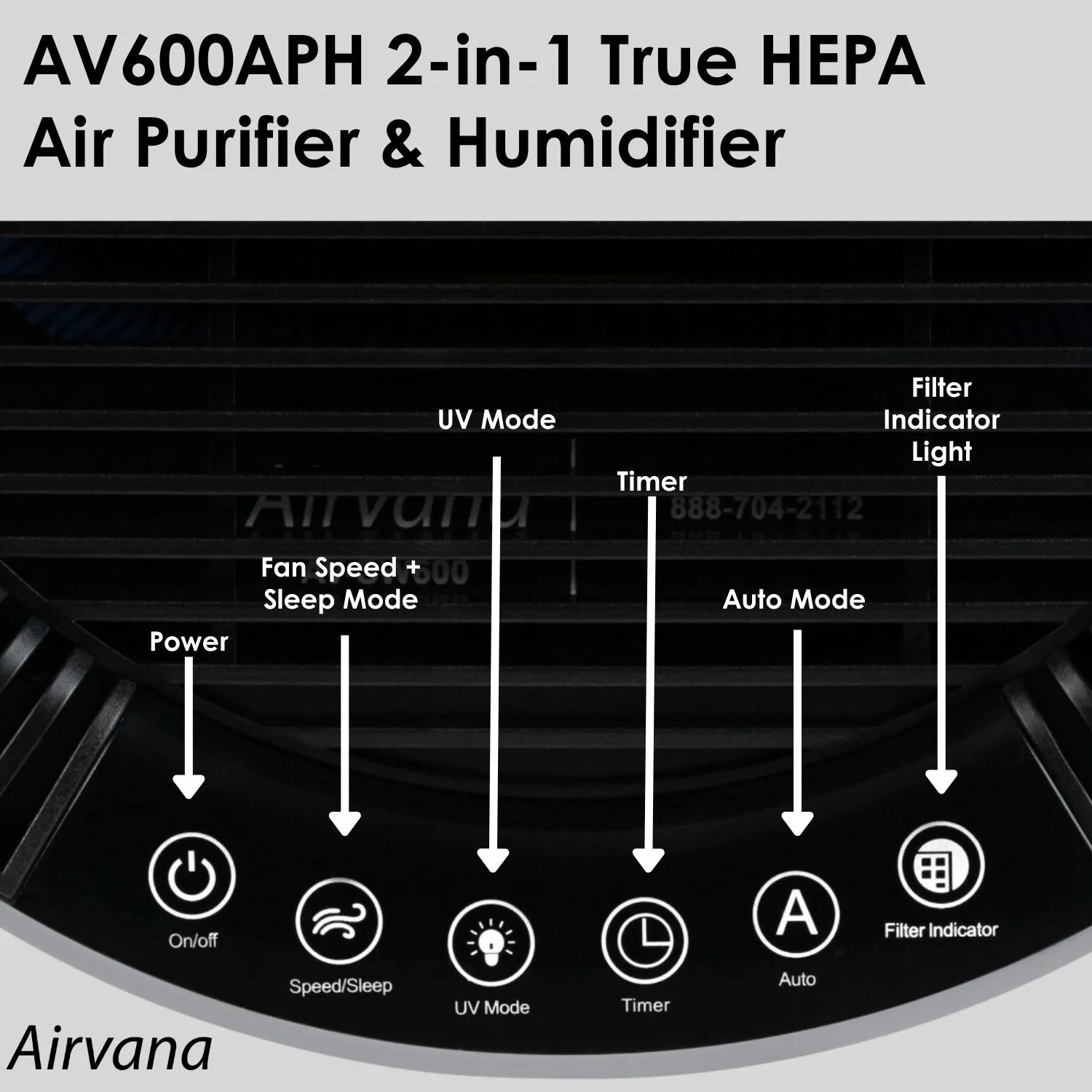 2-in-1 True HEPA Air Purifier & 1.1G Humidifier AV600APH
