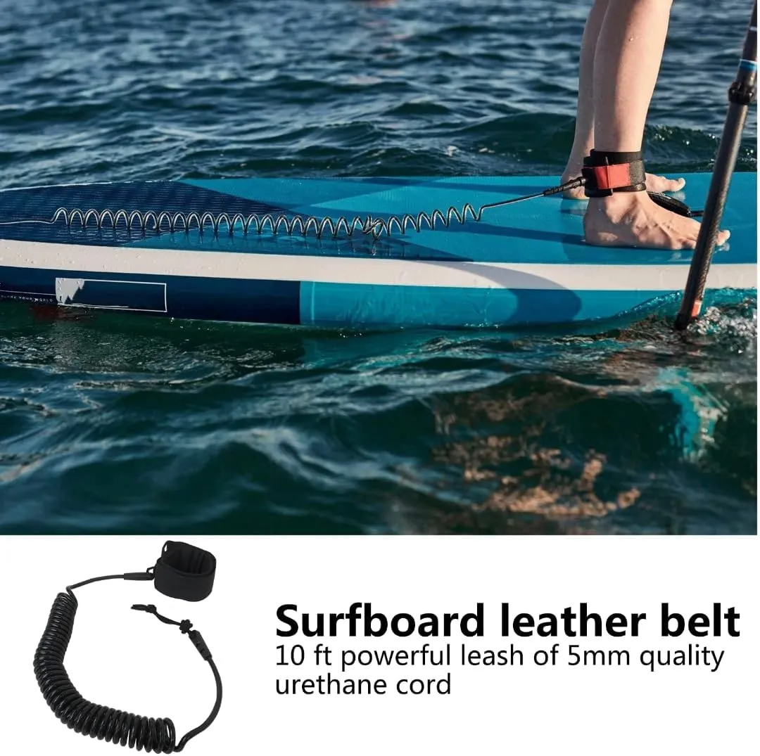 2024 NEW Stand UP Paddle Board 10FT SUP Leash 5mm Coiled Spring Leg Rope Leash - Black