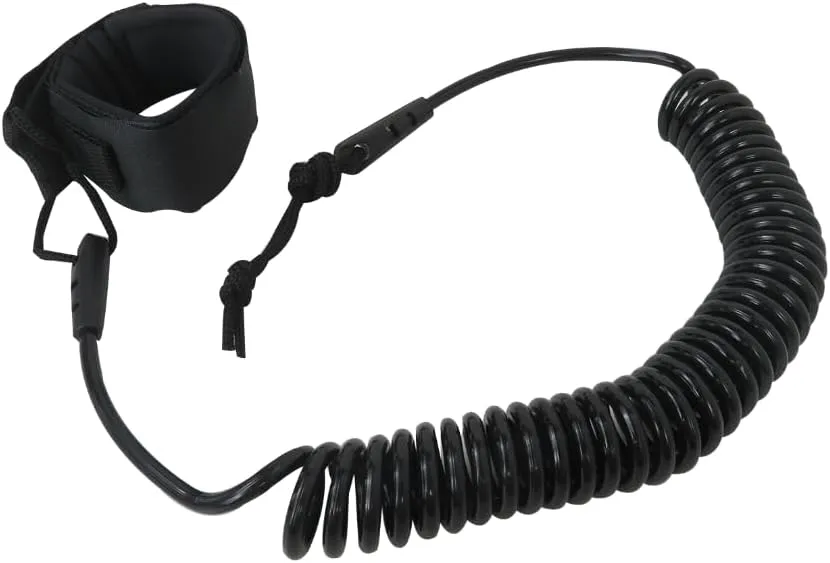 2024 NEW Stand UP Paddle Board 10FT SUP Leash 5mm Coiled Spring Leg Rope Leash - Black