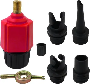 2025 NEW Inflatable SUP Pump Adaptor Air Pump Converter, Multifunction Sup Valve Adapter with 4 Air Valve Nozzles for Inflatable Boat, Stand Up Paddle Board, Inflatable Bed, Surf Paddle Board - Red
