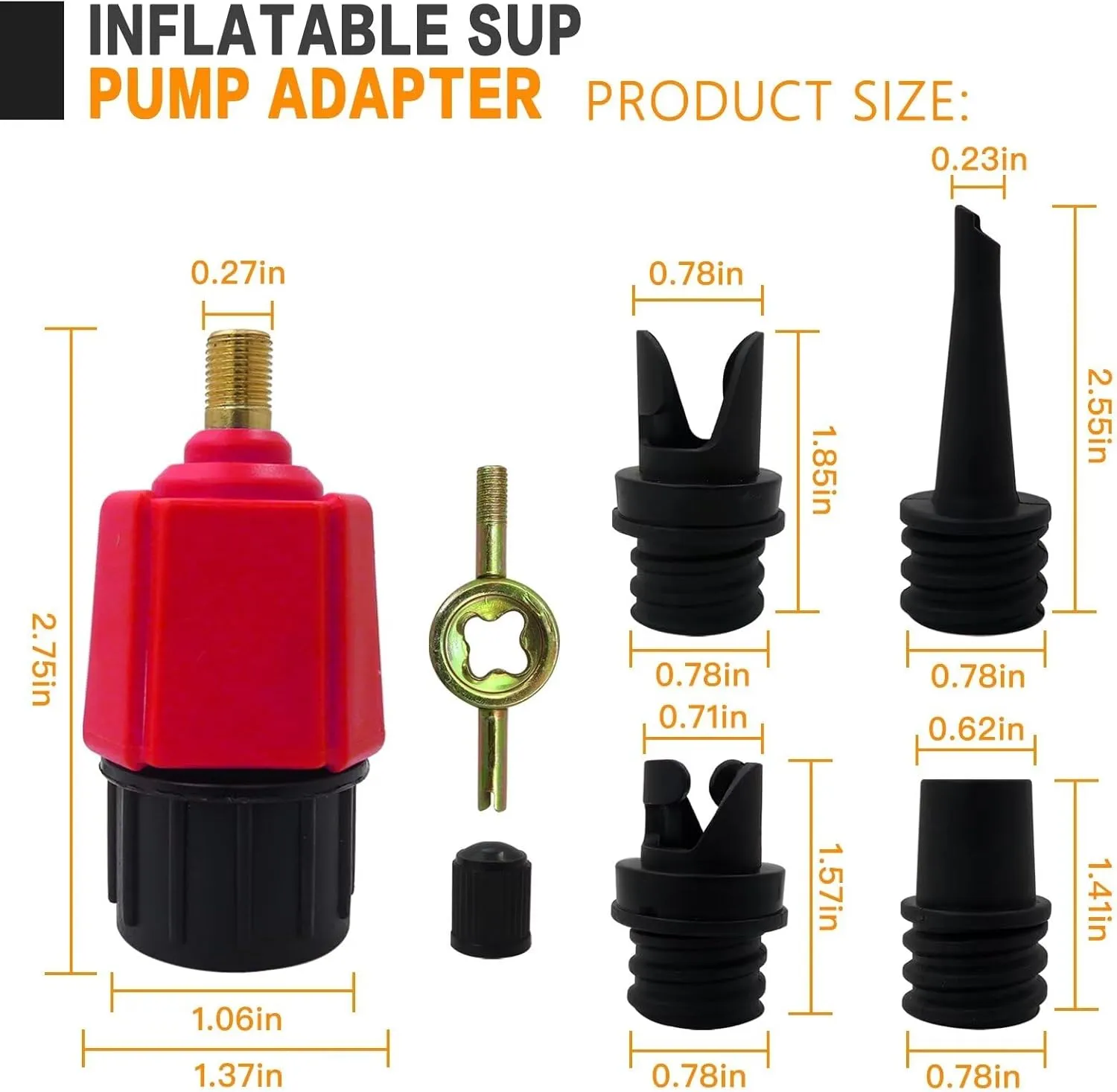 2025 NEW Inflatable SUP Pump Adaptor Air Pump Converter, Multifunction Sup Valve Adapter with 4 Air Valve Nozzles for Inflatable Boat, Stand Up Paddle Board, Inflatable Bed, Surf Paddle Board - Red