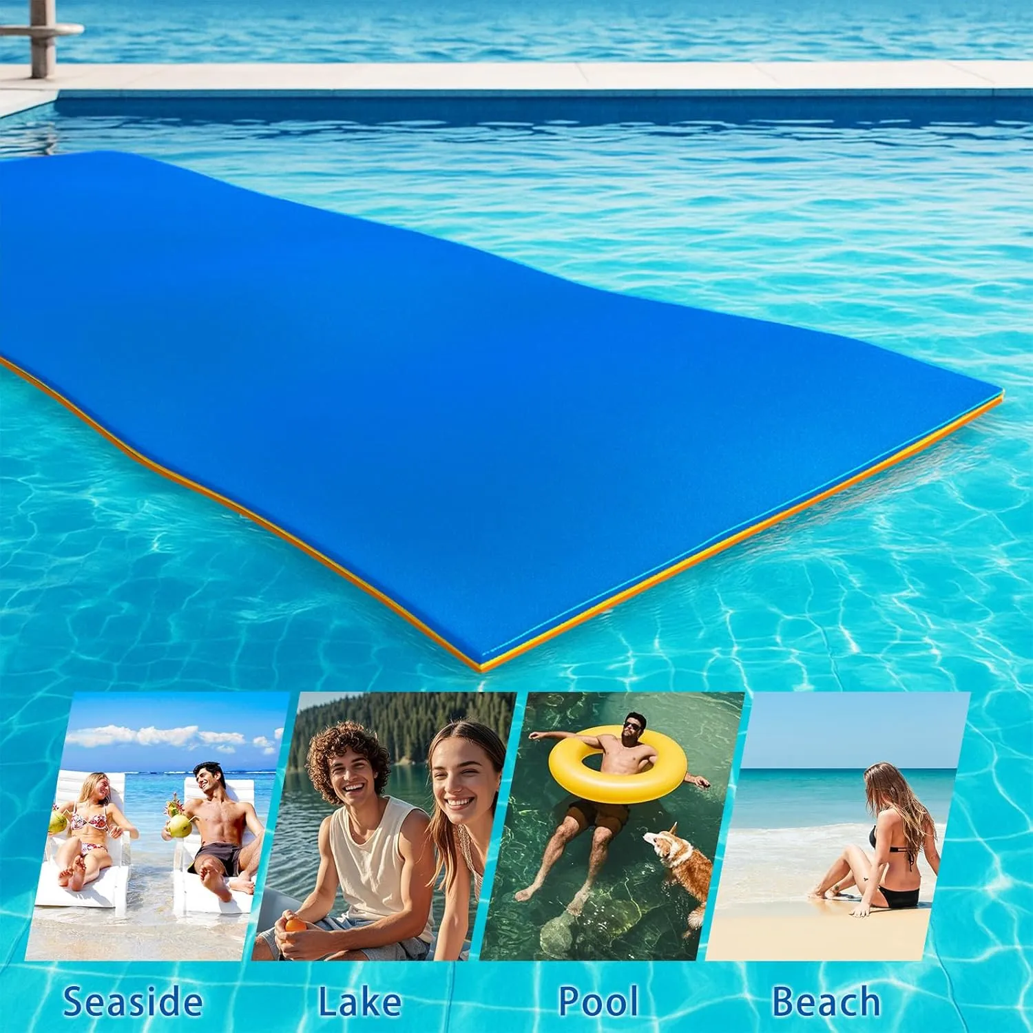 6'/9'/12'/Tear-Resistant Lily Pad Floating Water MatFloating Water Pad for Recreation Pool, Beach, Lake