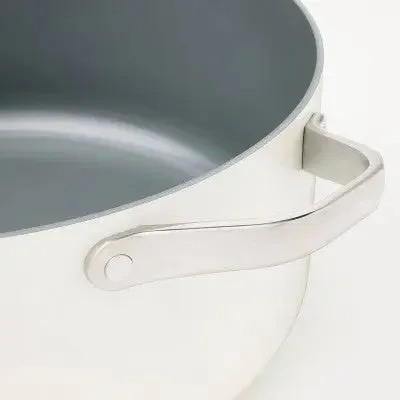 8qt Nonstick Ceramic Coated Aluminum Wide Stock Pot Cream - Figmint