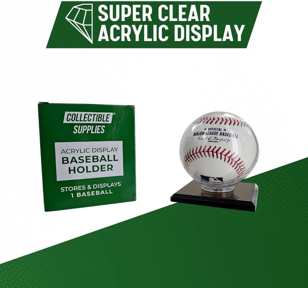 Acrylic Baseball Display CASE Holder with Black Base (Qty 4)