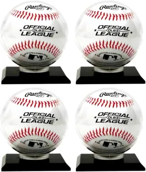 Acrylic Baseball Display CASE Holder with Black Base (Qty 4)