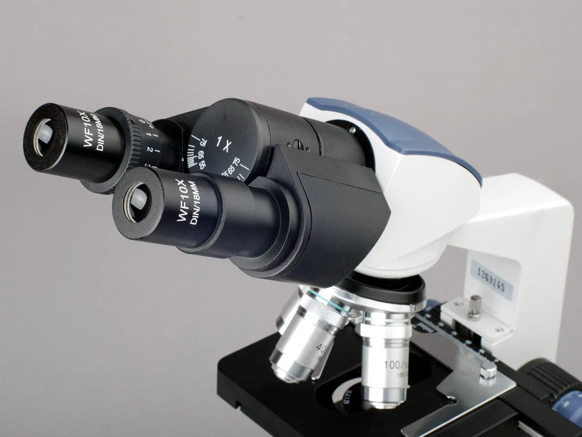 AmScope B020 Series LED Lab Binocular Compound Microscope 40X-2500X Magnification with 3D 2-Layer Mechanical Stage