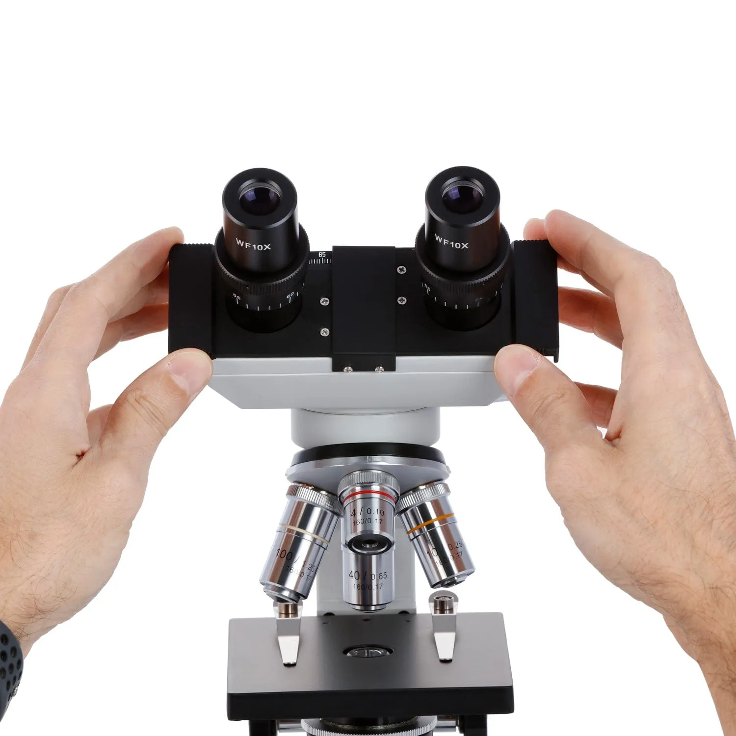 AmScope B100 Series Biological Binocular Compound Microscope 40X-2000X Magnification with Halogen and 2MP USB Digital Eyepiece Camera