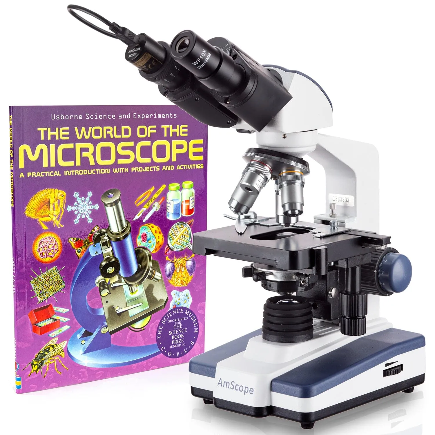 AmScope B120 Series Binocular Compound Microscope 40X-2000X Magnification with LED, Siedentopf Head, 3D Stage   Microscope Book