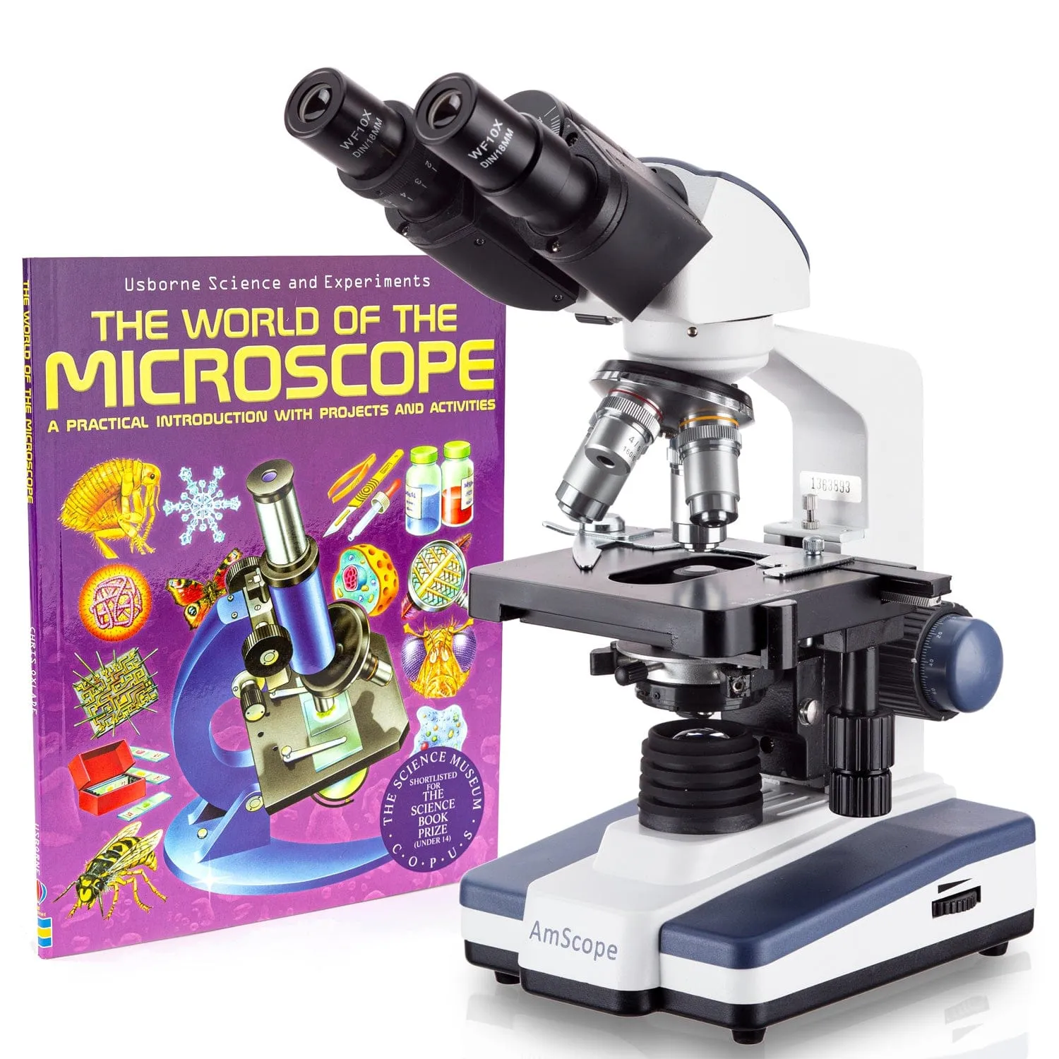 AmScope B120 Series Binocular Compound Microscope 40X-2000X Magnification with LED, Siedentopf Head, 3D Stage   Microscope Book