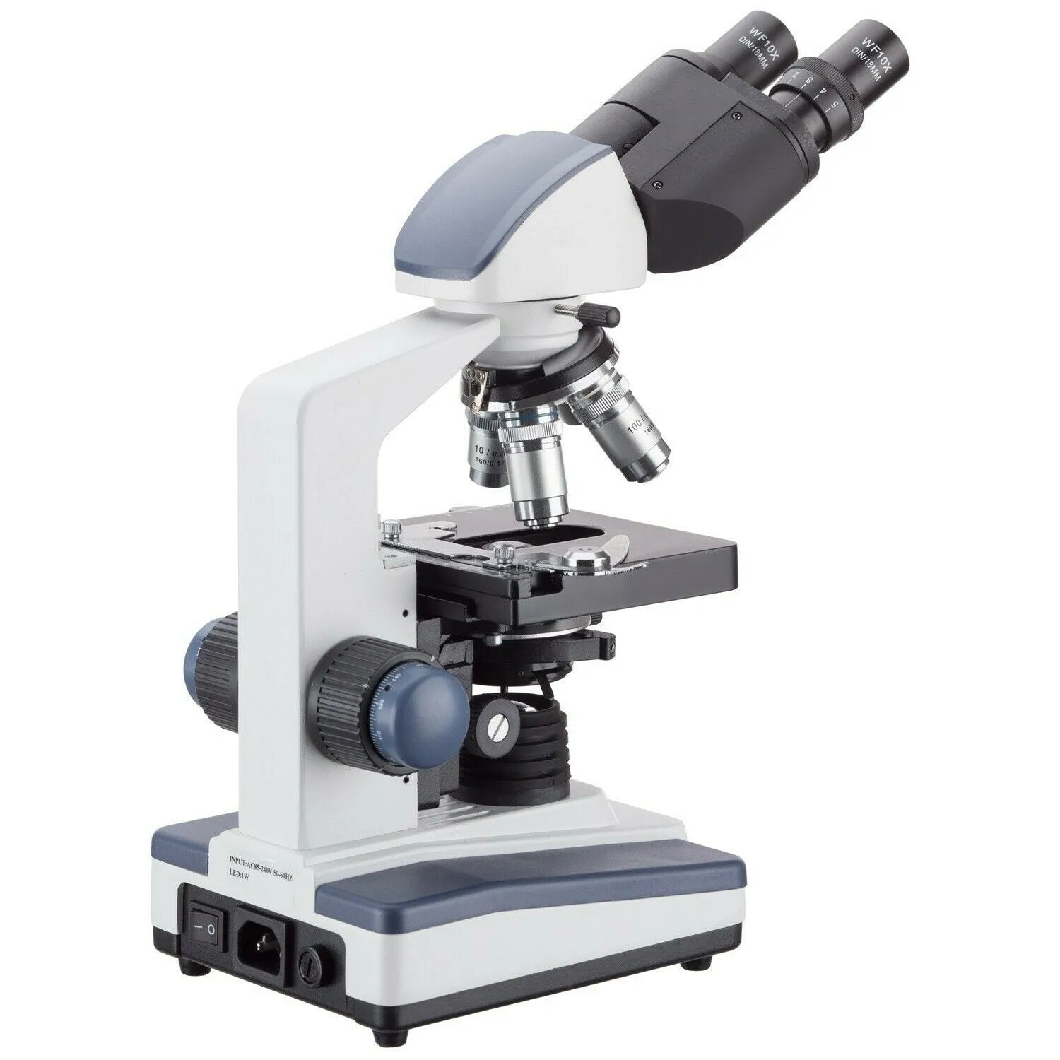 AmScope B120 Series Binocular Compound Microscope 40X-2500X Magnification with LED, Siedentopf Head and 25 Prepared Slides