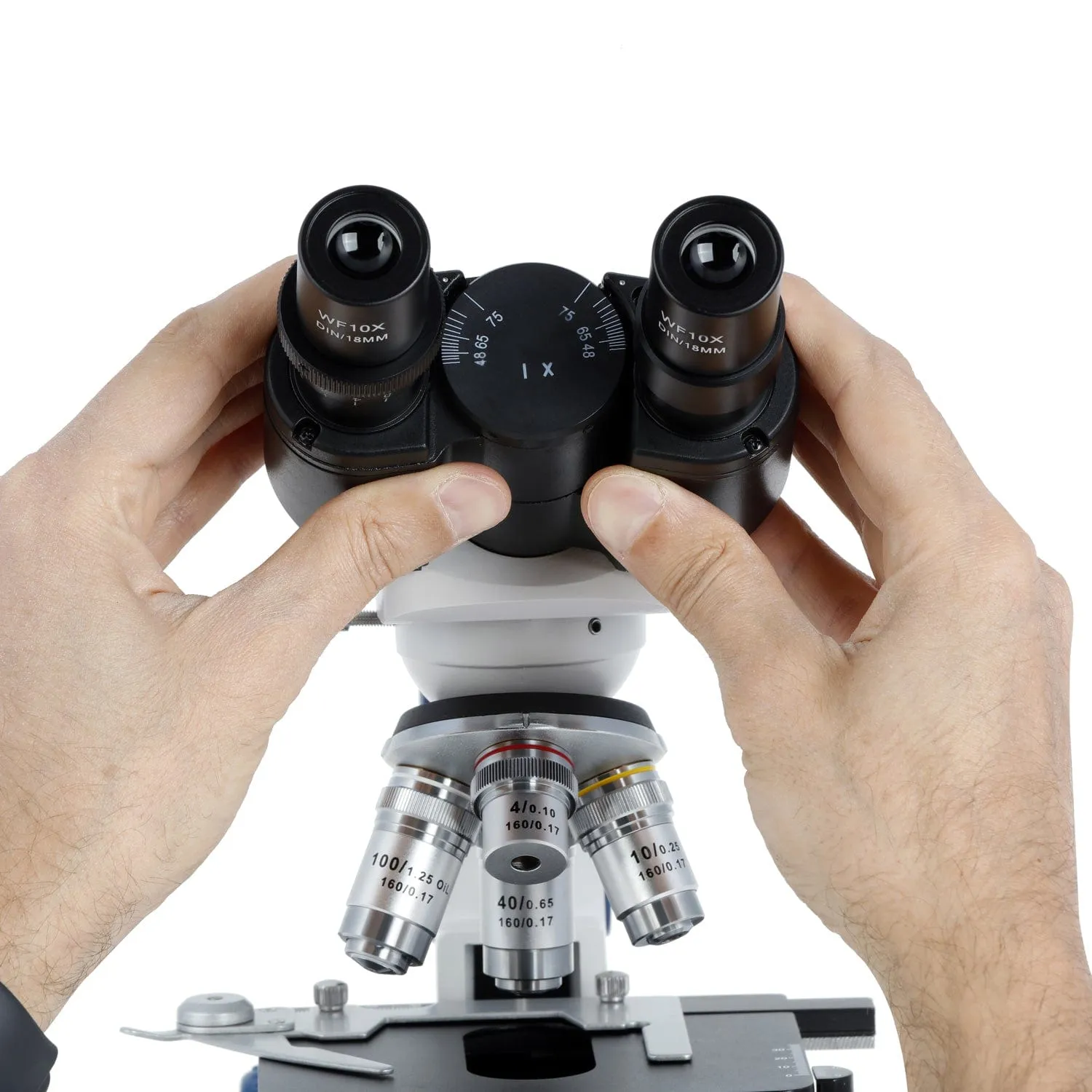 AmScope B270 Series Advanced Student & Professional Binocular Compound Microscope w/ Ergonomic Design, Microbe Resistant Coating, Optional Digital Camera, one set of 50 pack blank slides, 100 pack cover slips and 25 transfer pipettes