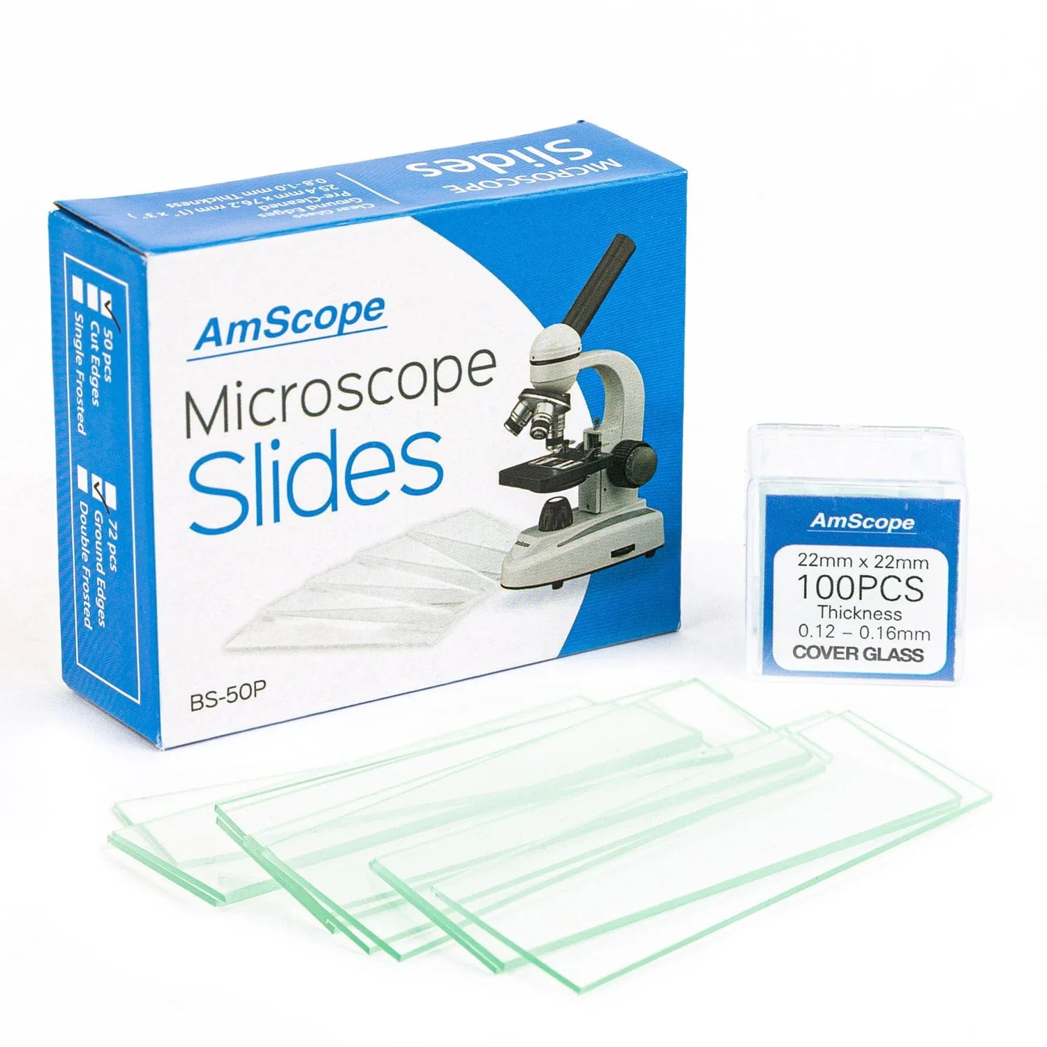 AmScope B490 Series Binocular Compound Microscope 40X-2000X Magnification with 20W Halogen and 50 Slides and 100 Coverslips