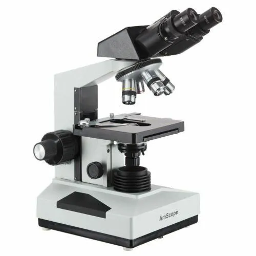 AmScope B490 Series Professional Biological Binocular Compound Microscope 40X-2000X Magnification With 20W Halogen, 3D Mechanical Stage and 3MP USB 2.0 C-mount Camera