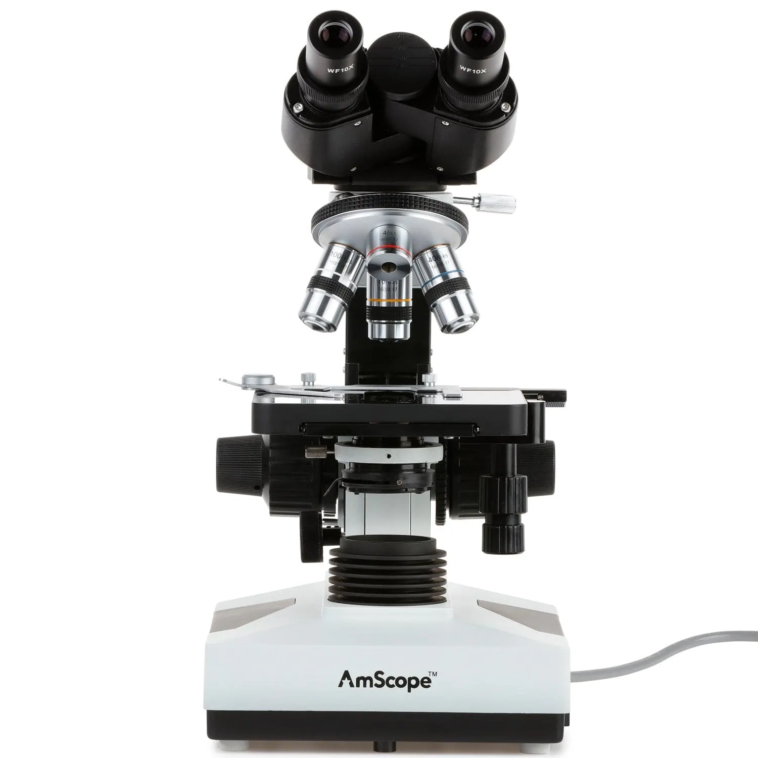 AmScope B490 Series Professional Biological Binocular Compound Microscope 40X-2000X Magnification With 20W Halogen and 3D Mechanical Stage