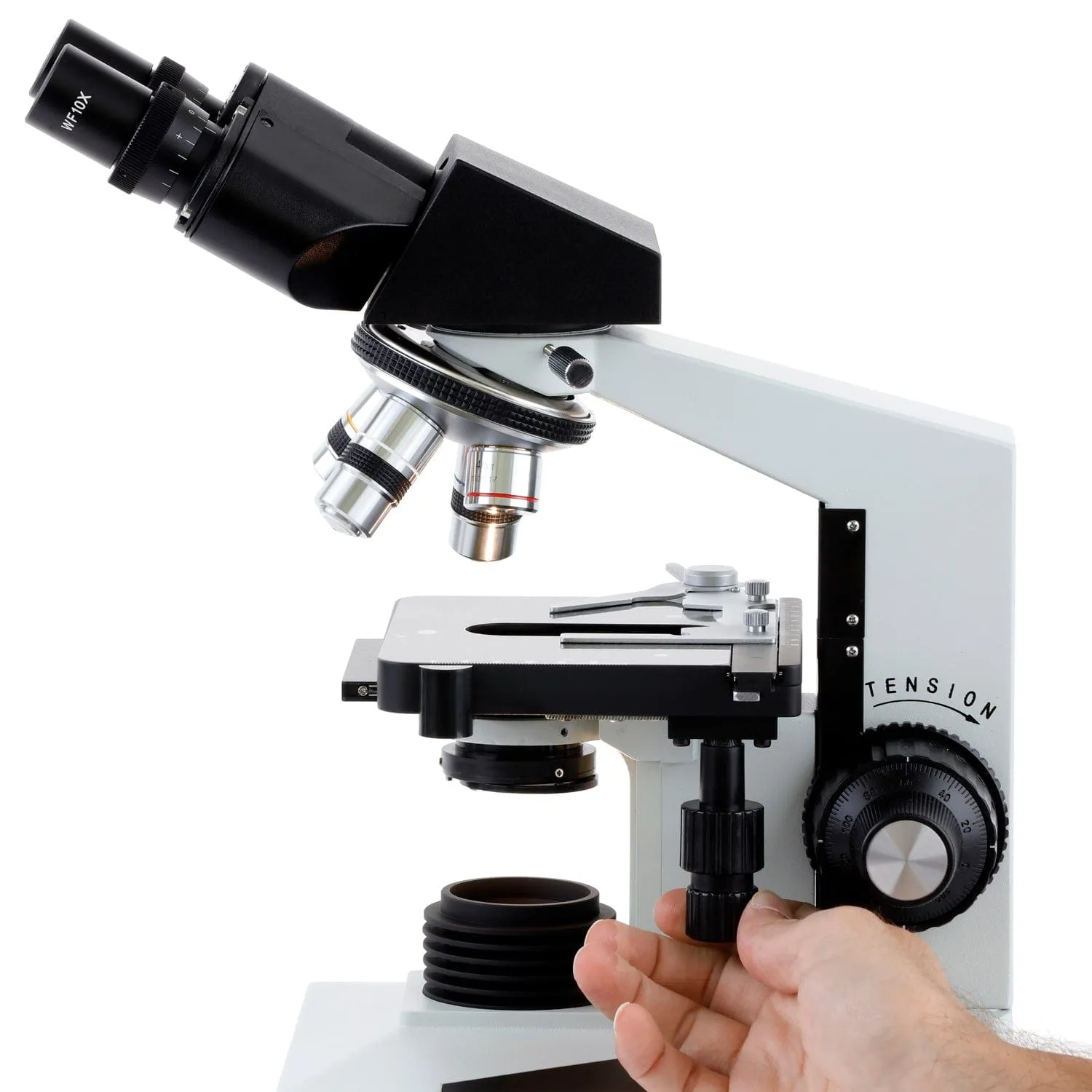 AmScope B490 Series Professional Biological Binocular Compound Microscope 40X-2000X Magnification With 20W Halogen and 3D Mechanical Stage