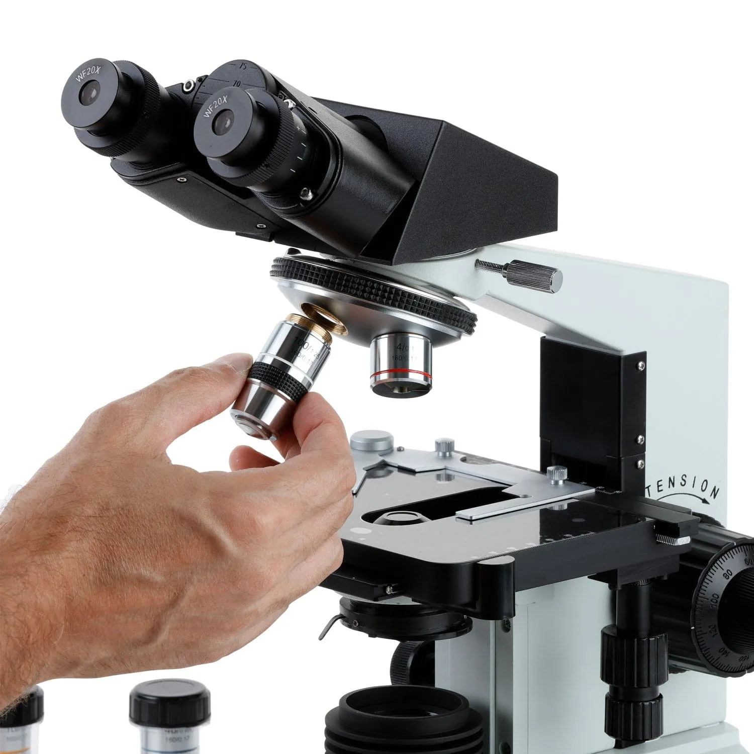 AmScope B490 Series Professional Biological Binocular Compound Microscope 40X-2000X Magnification With 20W Halogen and 3D Mechanical Stage