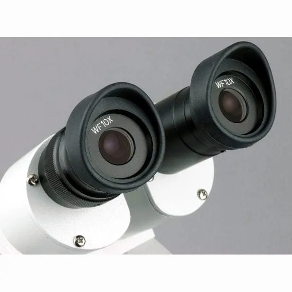 AmScope SE305 Series Compact Multi-Lens Binocular Stereo Microscope 10X-45X Magnification with Angled Head, Metal Pillar Stand, Top & Bottom Halogen Lighting