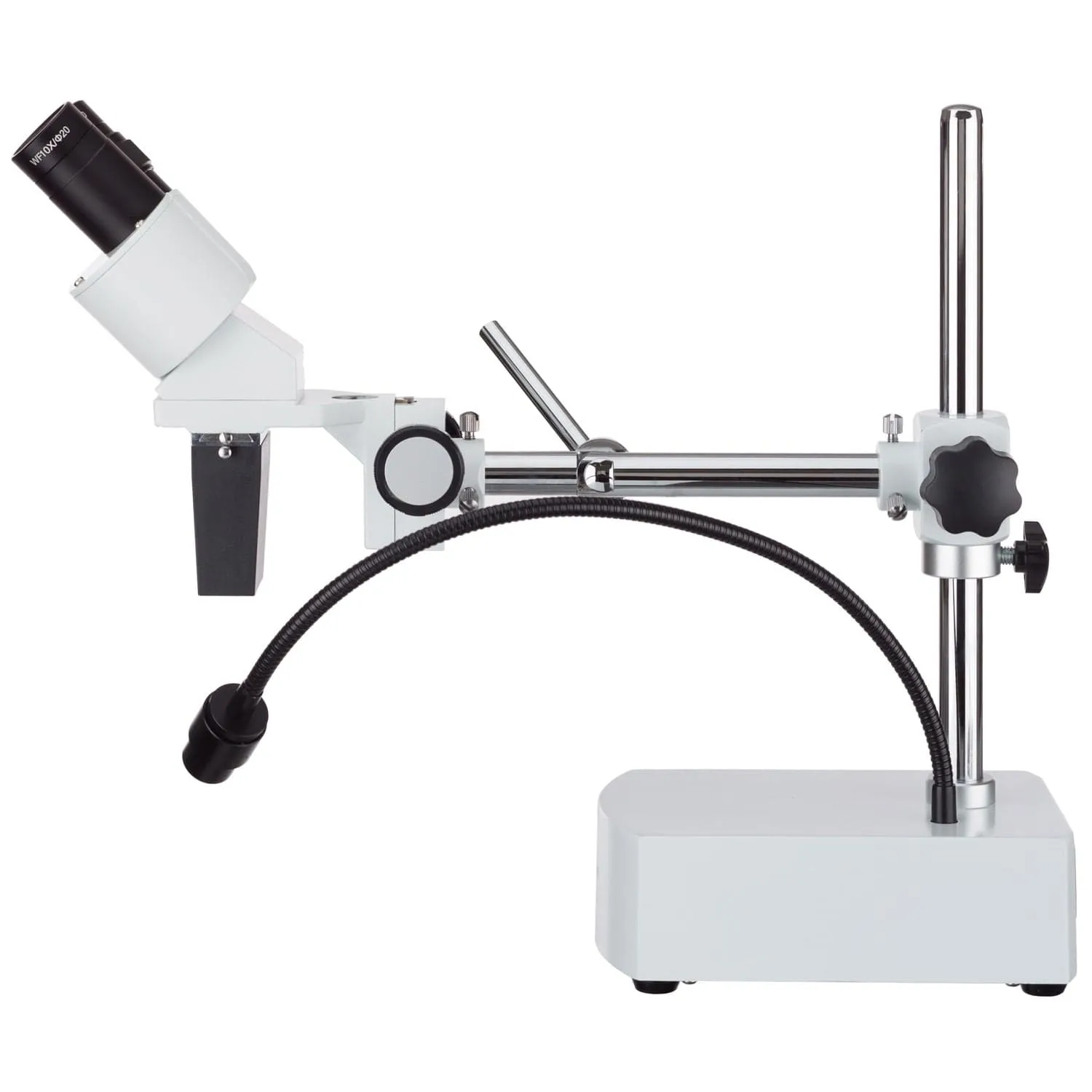 AmScope SE400 Series Compact Fixed-Lens Boom-Arm Stereo Microscope 10X-20X Magnification with Gooseneck LED Light