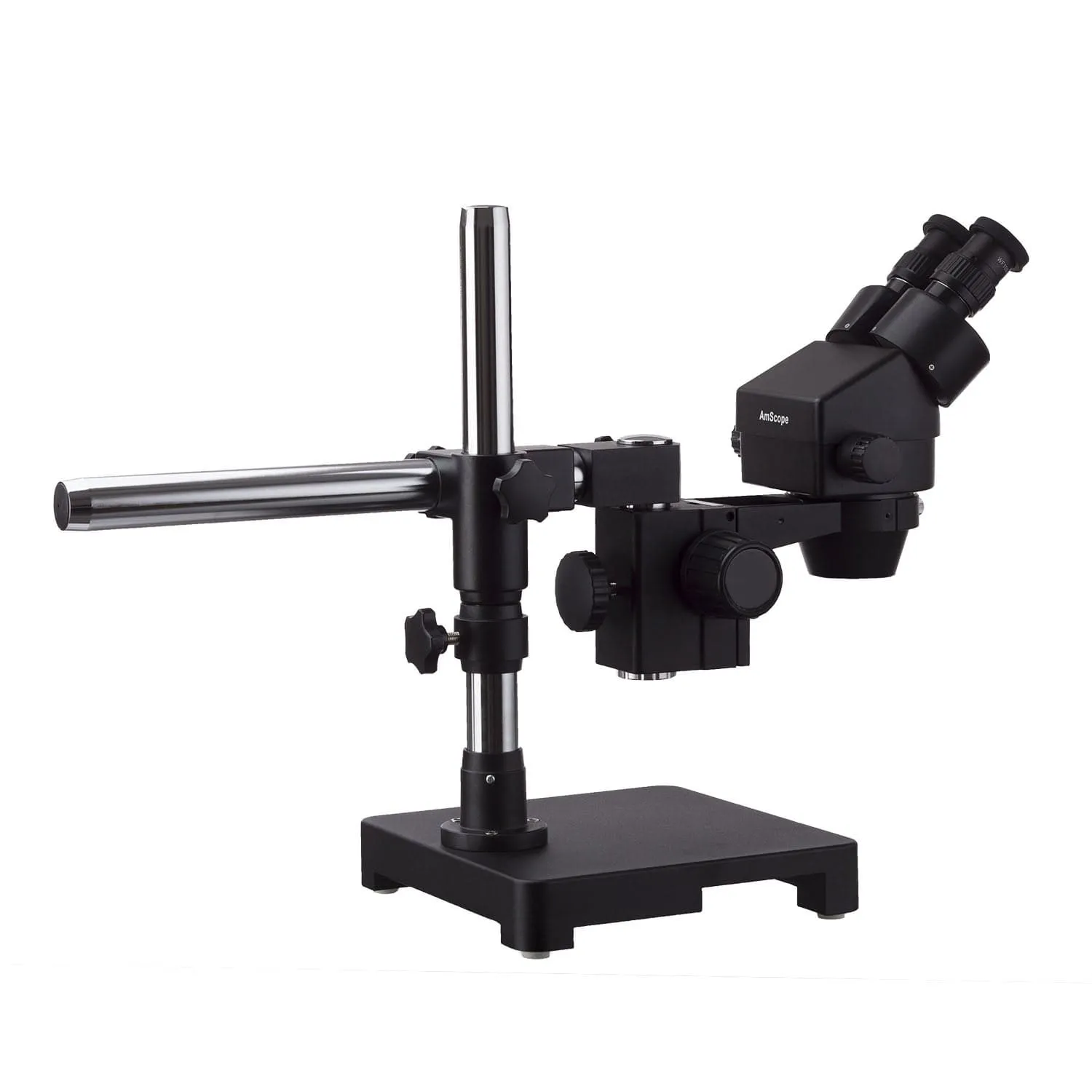 AmScope SM-3 Series Black Zoom Binocular Stereo Microscope 3.5X-45X Magnification on Single Arm Boom Stand