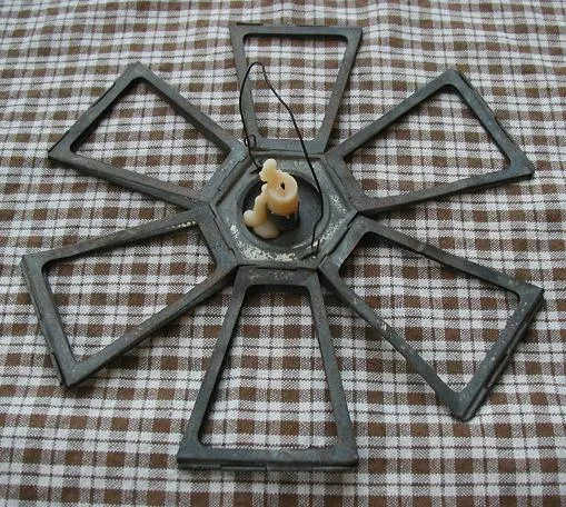 Antique Early Lighting Unusual Folding Tin Hanging Candle Lantern Mining or Travel