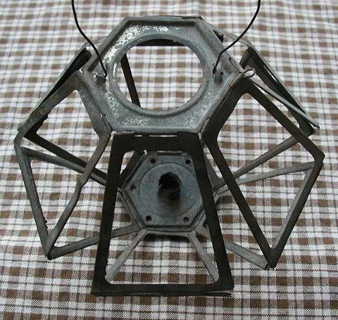 Antique Early Lighting Unusual Folding Tin Hanging Candle Lantern Mining or Travel