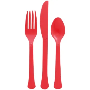 Apple Red Plastic Assorted Cutlery, 24 Count