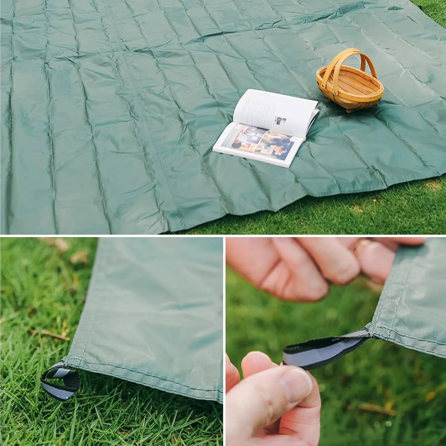 Azarxis Pocket Blanket Waterproof Beach Picnic Festival Mat Sandproof Ultralight Compact Portable Travel Tent Tarp Footprint Shelter Sunshade Ground Cloth for Outdoor Camping Hiking Park with Stakes