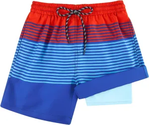 Belovecol Boys Swim Trunks with Compression Liner Anti-Chafe Swim Shorts Quick Dry UPF 50  Bathing Suits Swimwear 7-20T