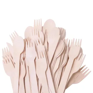 Bulk 1000 Wooden Cutlery Set - Disposable Biodegradable Eco Knives Forks Spoons
