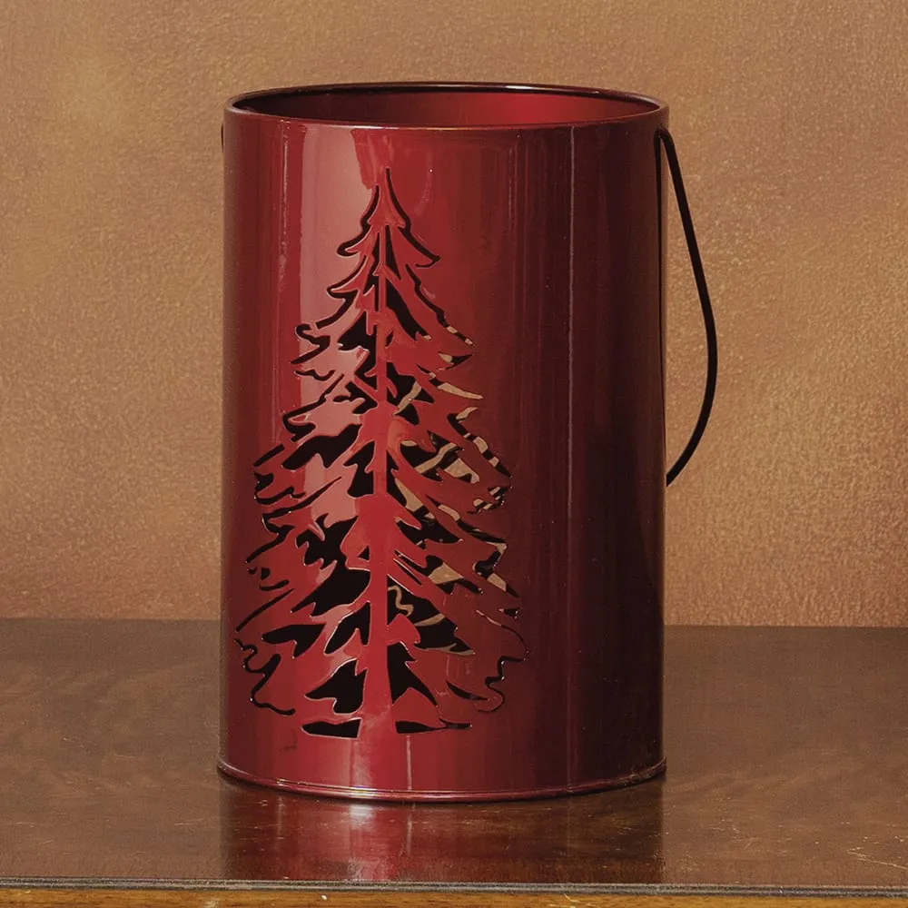 Burgundy Cutout Tree Candle Holder