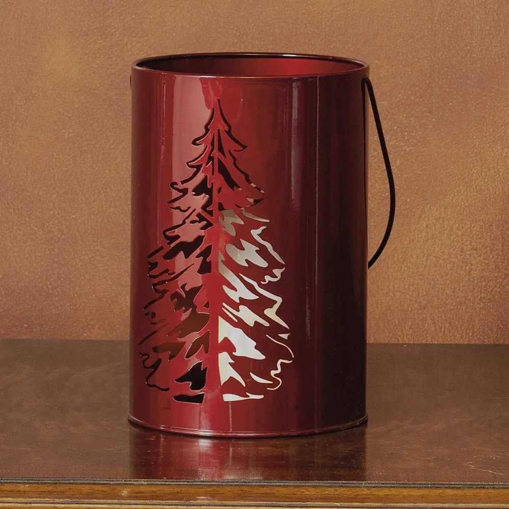Burgundy Cutout Tree Candle Holder
