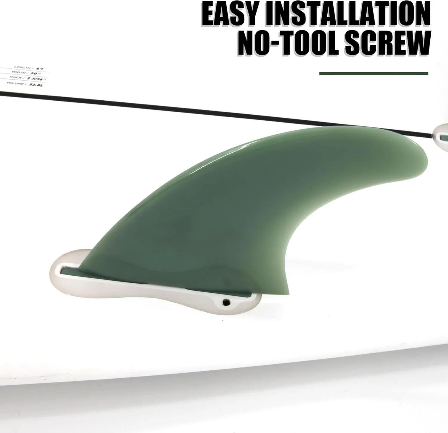Dual Tab Surfboard Thurster Fin Set - 3 Medium Fiberglass Fins   Key & Screws for Longboard & Shortboard
