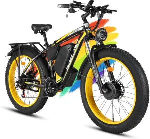 Electric Bike for Adults, 5000W Peak Dual Motor 52V 30Ah 45MPH AWD Ebike 7 Speed 26" Fat Tire MTB Hydraulic Disc Brake