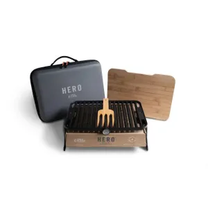 Fire & Flavor HERO Portable Charcoal Grill System with Case FFG3 Black