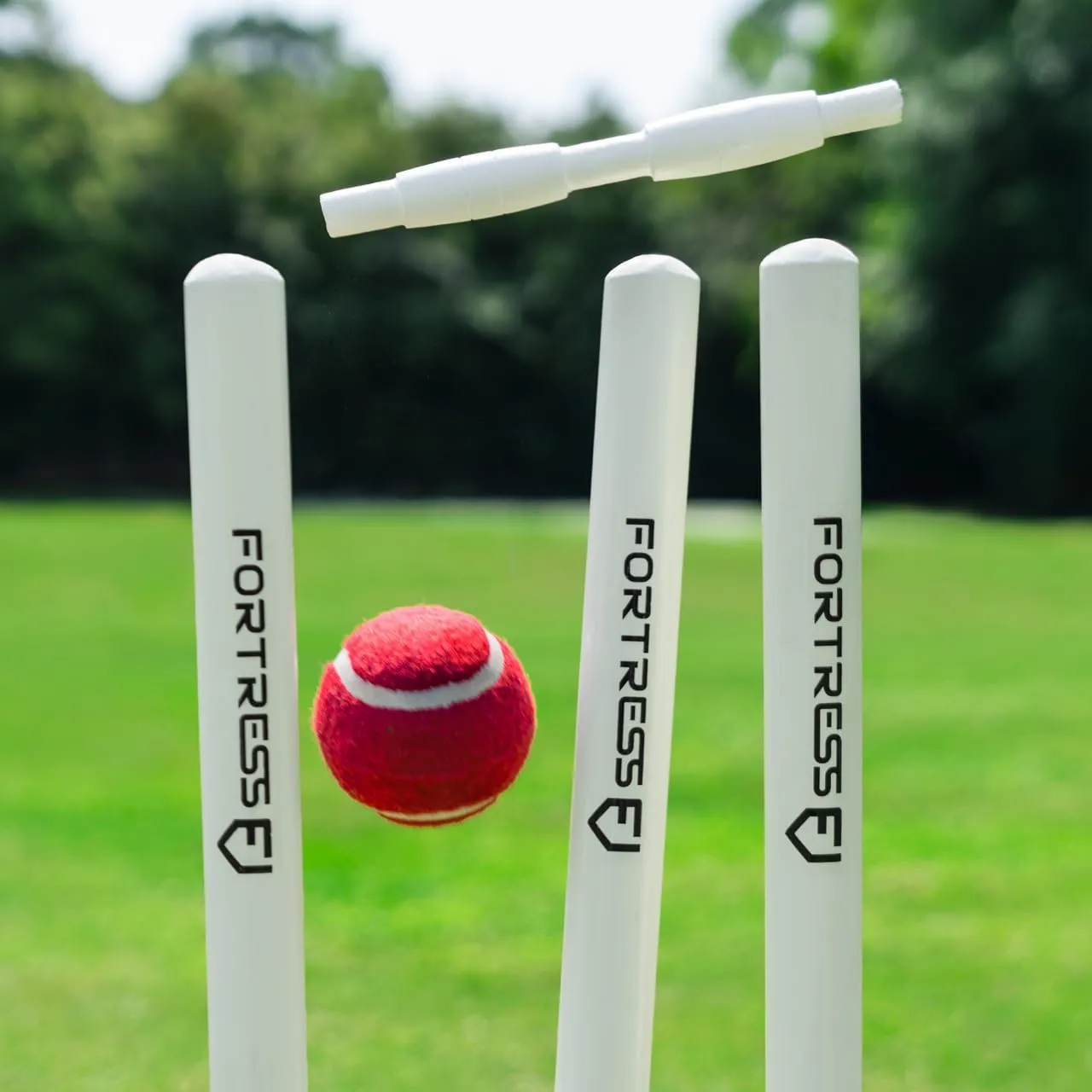 FORTRESS Wooden Cricket Set | Kashmir Willow Cricket Bat & Stumps Set - Bat, Ball & Stumps Included [Sizes 3, 4 or 5] - Carry Bag Included