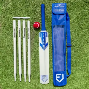 FORTRESS Wooden Cricket Set | Kashmir Willow Cricket Bat & Stumps Set - Bat, Ball & Stumps Included [Sizes 3, 4 or 5] - Carry Bag Included