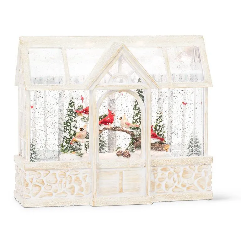 Glitter LED Lantern - Cardinals in Greenhouse