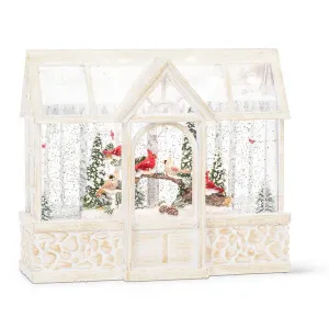 Glitter LED Lantern - Cardinals in Greenhouse
