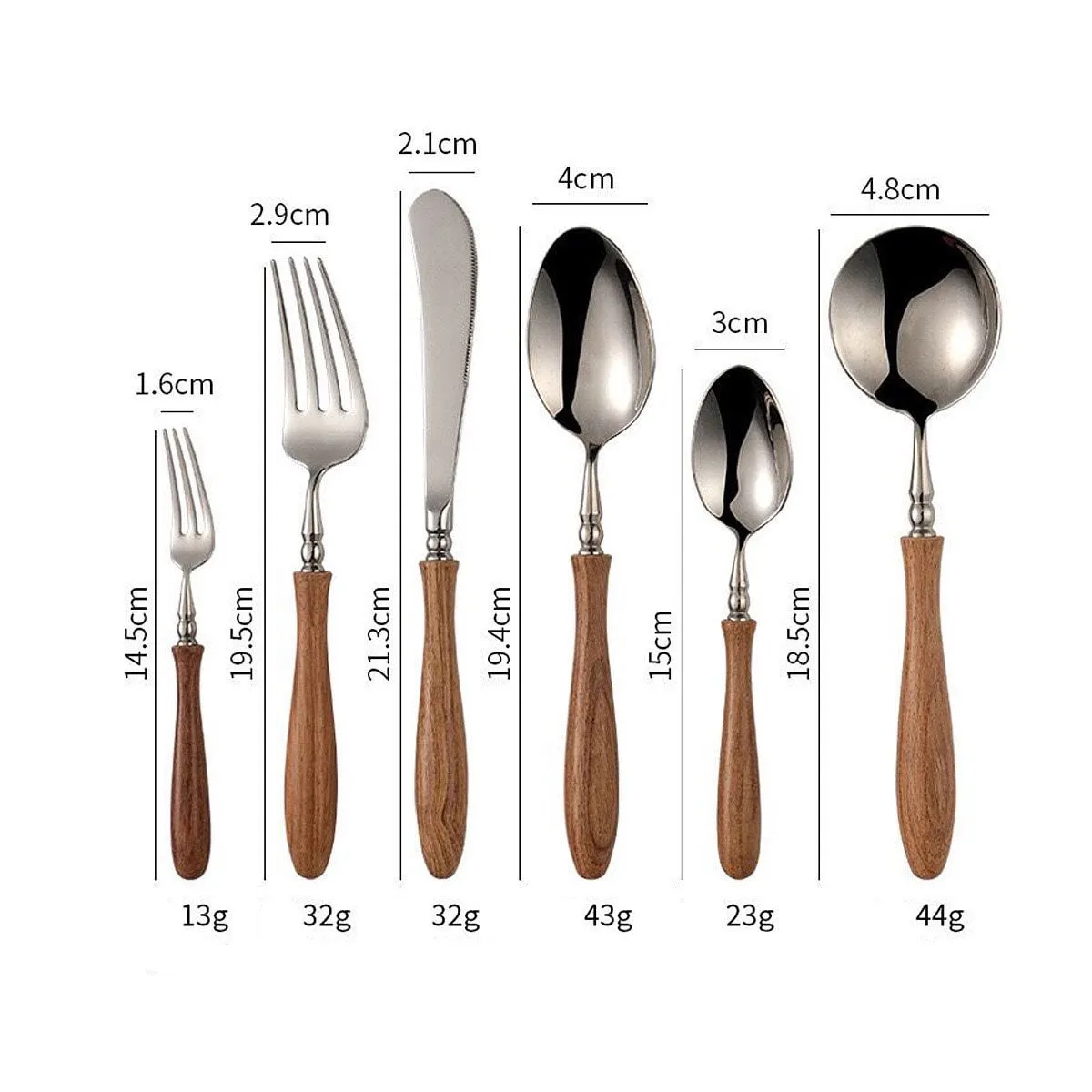 Gohobi A Set of 6 Pieces Wooden Handle Cutlery