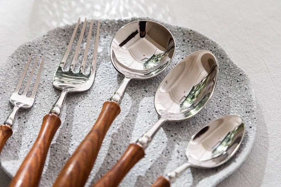 Gohobi A Set of 6 Pieces Wooden Handle Cutlery