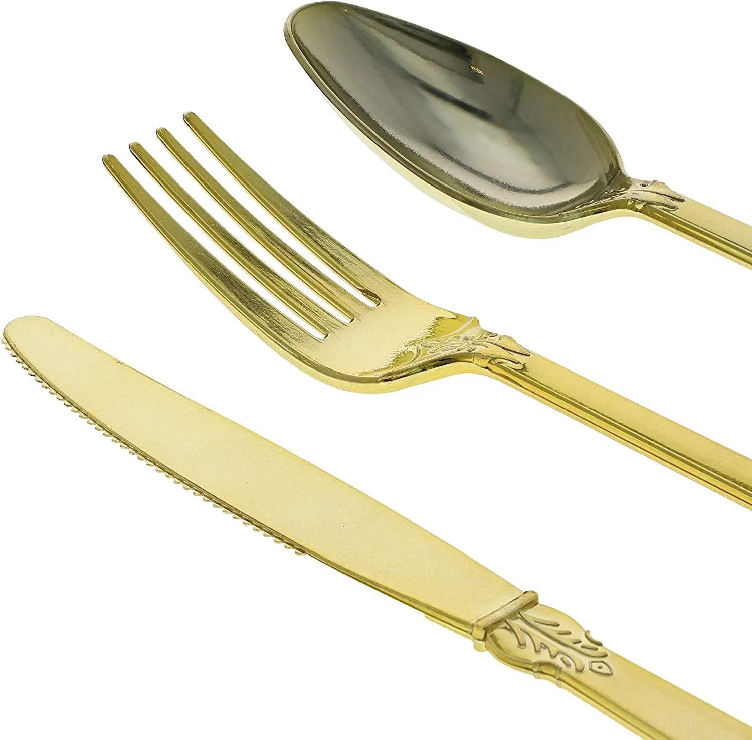 Gold Vintage Plastic Wedding Silverware (72 Pack)