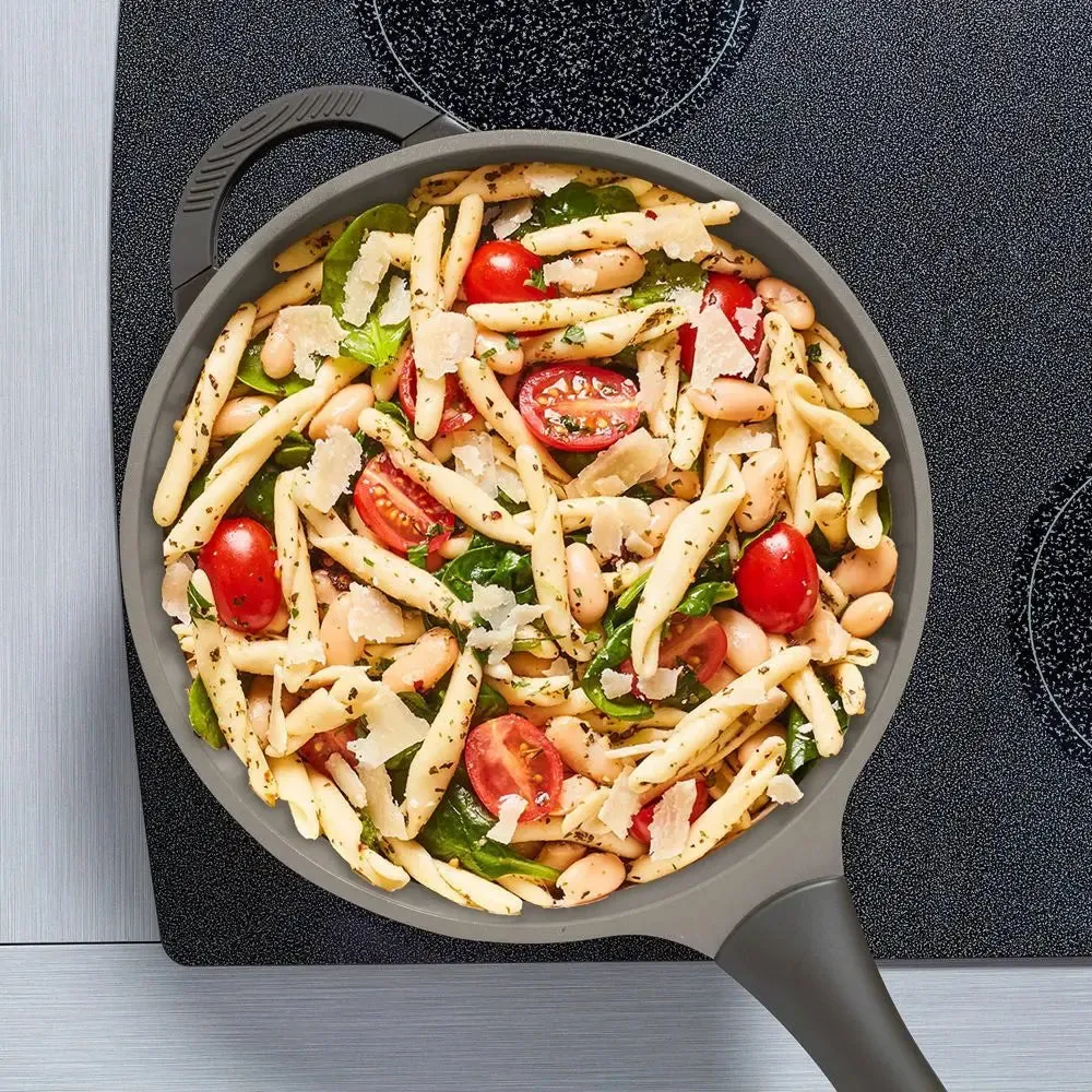 Goodful 4.8qt Cast Aluminum, Ceramic Deep Cooker with Lid, Side Handle and Long