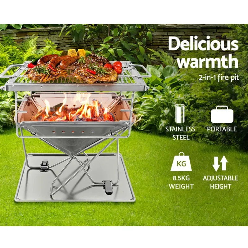 Grillz Portable Camping Fire Pit & BBQ