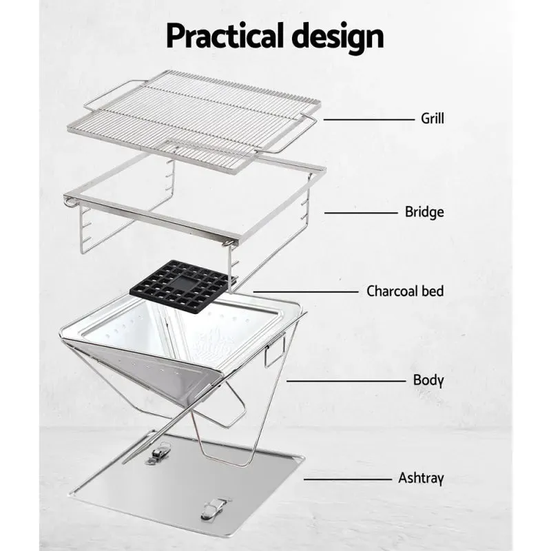 Grillz Portable Camping Fire Pit & BBQ