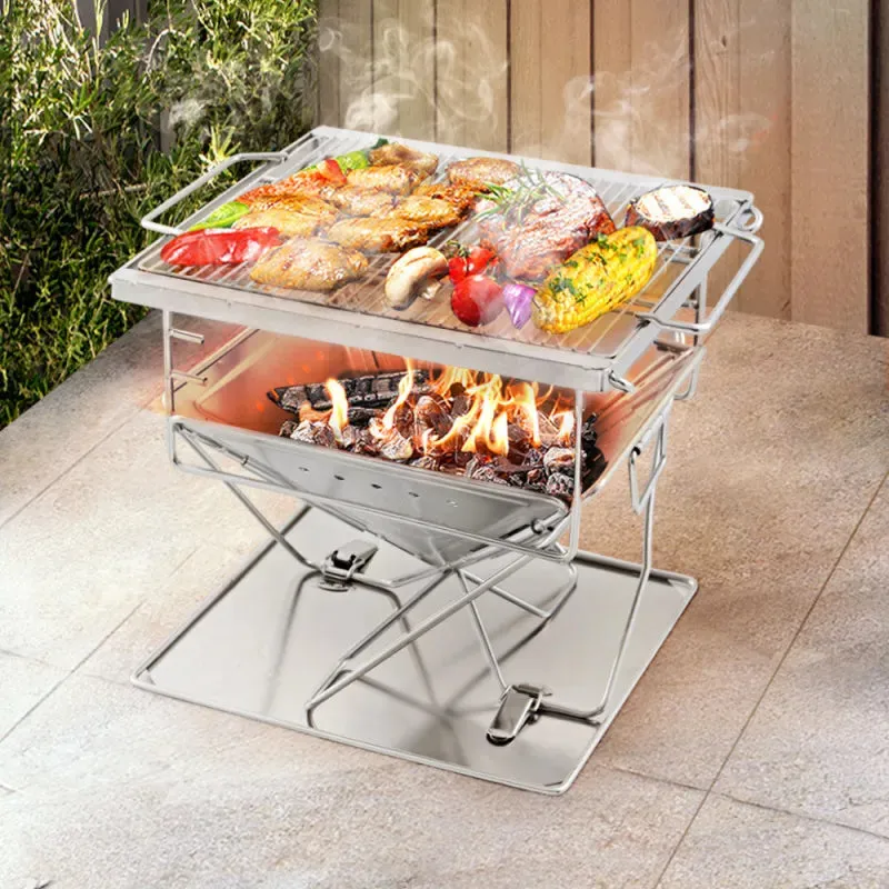 Grillz Portable Camping Fire Pit & BBQ
