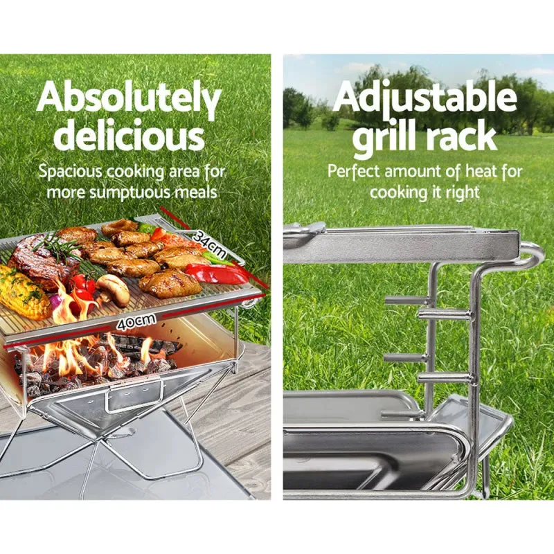 Grillz Portable Camping Fire Pit & BBQ