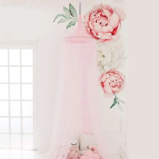Hanging tent netting -pastel pink
