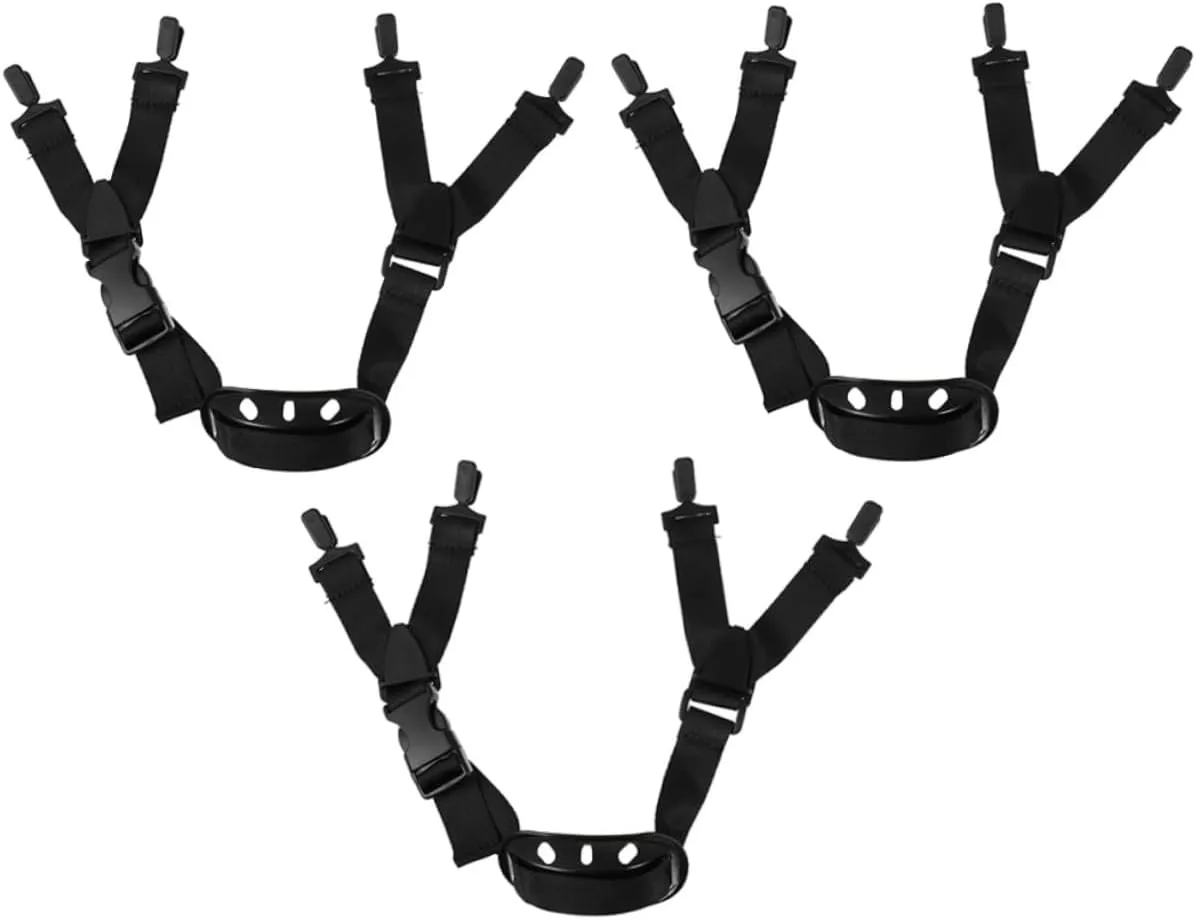 Helmet Chin Strap 3pcs Set Chin Belt Polyester Adjustable Easy Install Durable for Construction Random Color