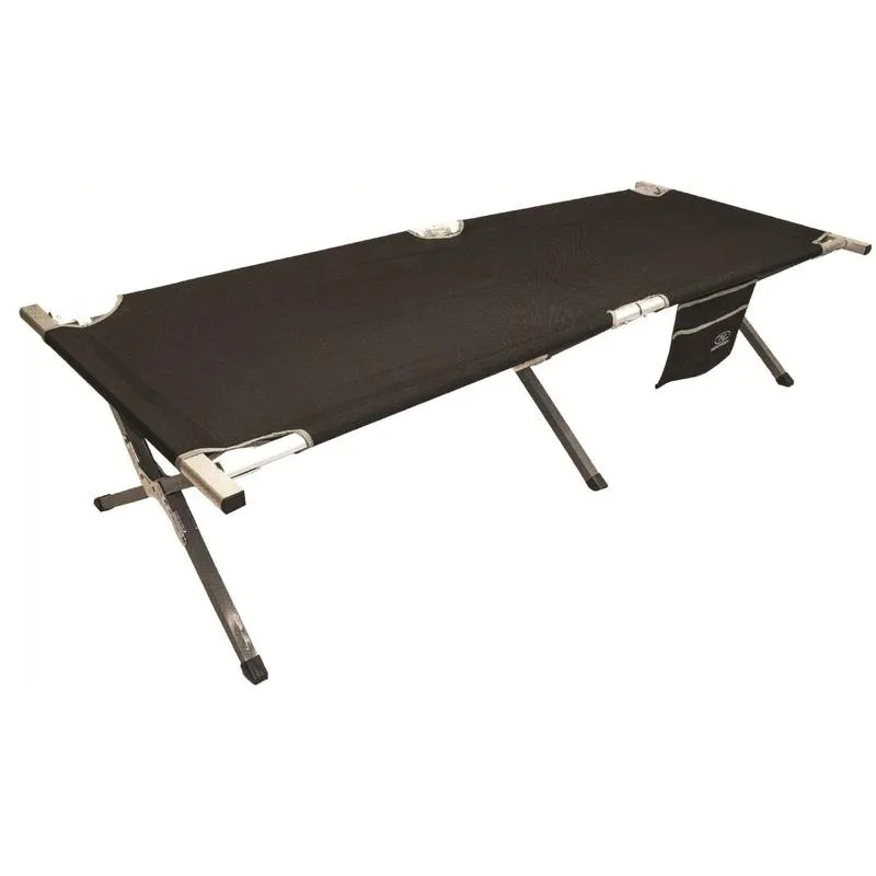Highlander Aluminium Single Camp Bed - Black