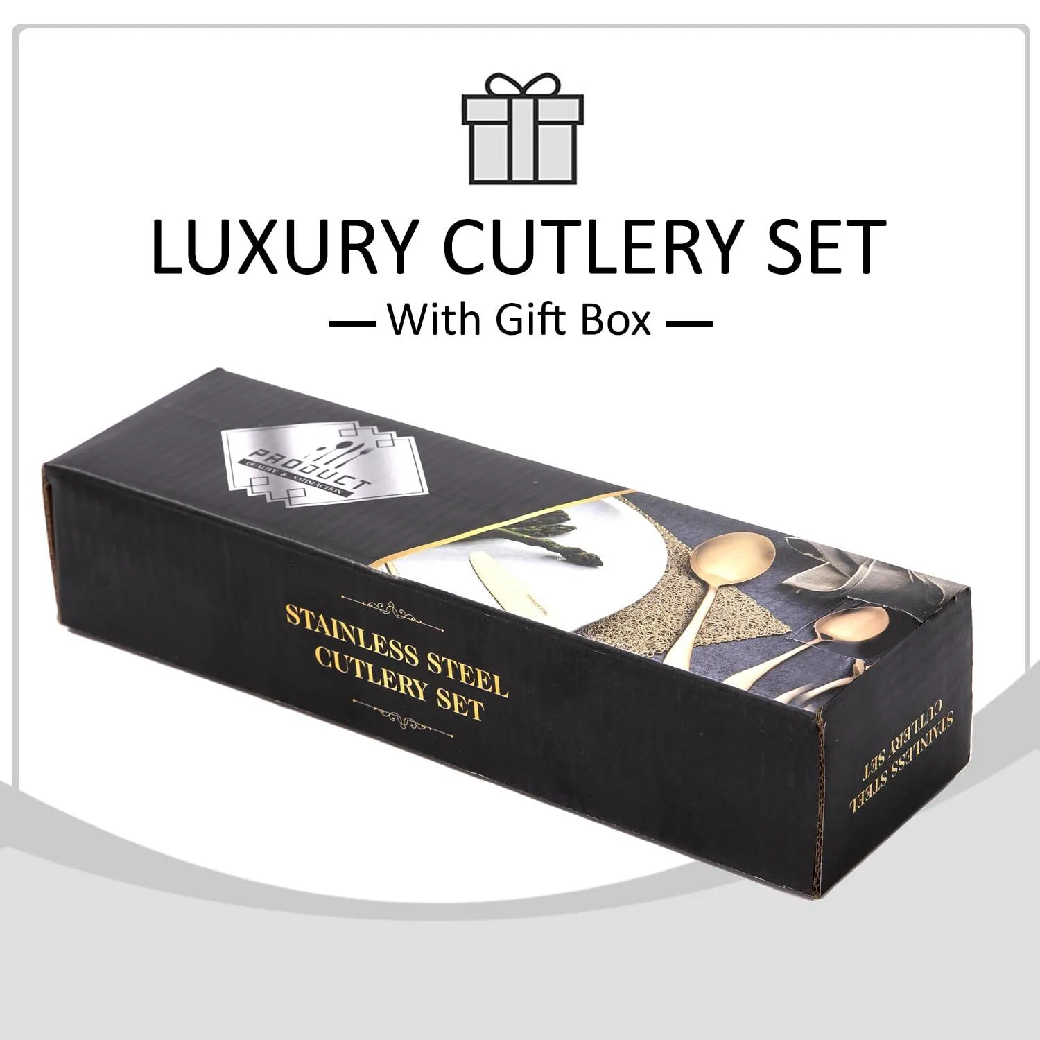 HOKIPO Cutlery Set of 18 / 24 Pcs Stainless Steel Flatware Set, Mirror Finish - Gold
